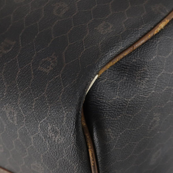 Christian Dior Honeycomb Canvas Boston Bag PVC Black Brown Auth 149510