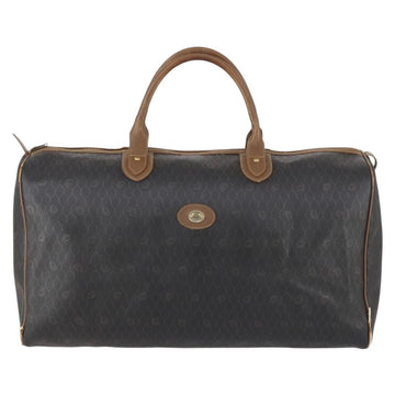 Christian Dior Honeycomb Canvas Boston Bag PVC Black Brown Auth 149510 - 0