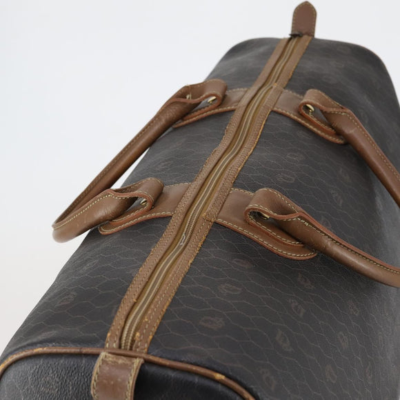 Christian Dior Honeycomb Canvas Boston Bag PVC Black Brown Auth 149510