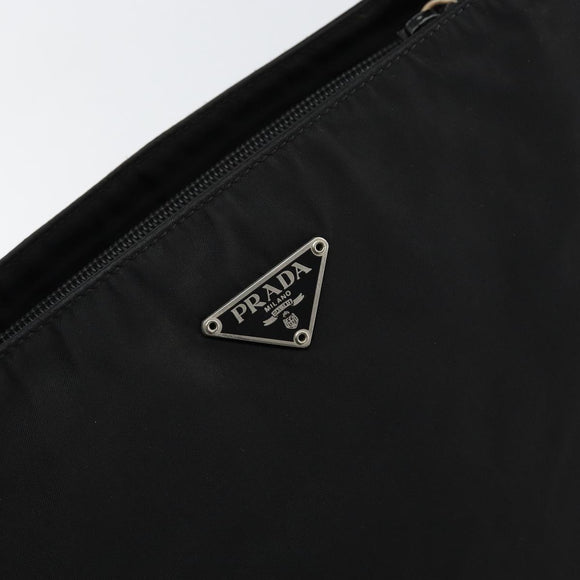 PRADA Tote Bag Nylon Black Silver Auth 149512