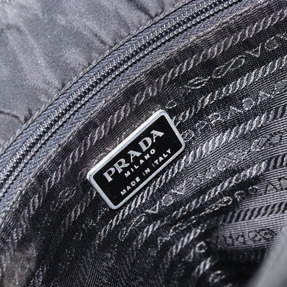 PRADA Tote Bag Nylon Black Silver Auth 149512
