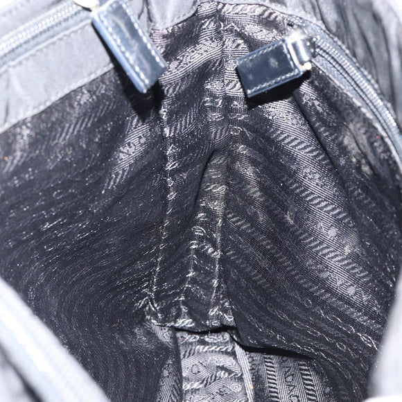 PRADA Tote Bag Nylon Black Silver Auth 149512