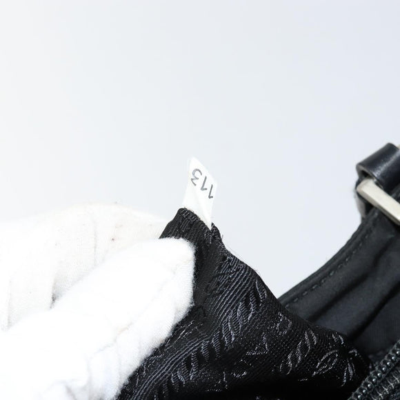 PRADA Tote Bag Nylon Black Silver Auth 149512