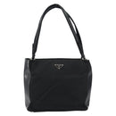 PRADA Tote Bag Nylon Black Silver Auth 149512-2