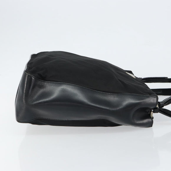 PRADA Tote Bag Nylon Black Silver Auth 149512