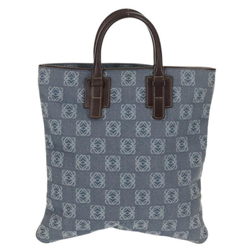 LOEWE Anagram Hand Bag Canvas Blue Silver Auth 149513V - 0