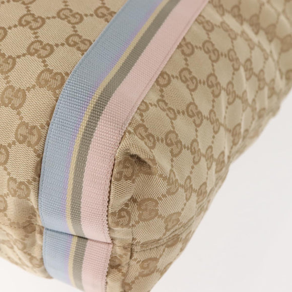 GUCCI GG Canvas Sherry Line Tote Bag Beige Pink Light blue 189669 Auth 149516