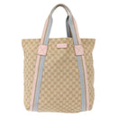 GUCCI GG Canvas Sherry Line Tote Bag Beige Pink Light blue 189669 Auth 149516-13