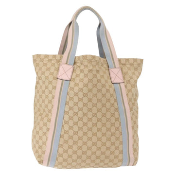 GUCCI GG Canvas Sherry Line Tote Bag Beige Pink Light blue 189669 Auth 149516 - 0
