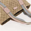 GUCCI GG Canvas Sherry Line Tote Bag Beige Pink Light blue 189669 Auth 149516-6