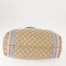 GUCCI GG Canvas Sherry Line Tote Bag Beige Pink Light blue 189669 Auth 149516-5