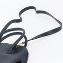 Salvatore Ferragamo Gancini Hand Bag Leather 2way Navy Gold Auth 149521-10