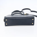 Salvatore Ferragamo Gancini Hand Bag Leather 2way Navy Gold Auth 149521-11