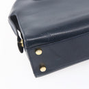 Salvatore Ferragamo Gancini Hand Bag Leather 2way Navy Gold Auth 149521-13