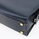 Salvatore Ferragamo Gancini Hand Bag Leather 2way Navy Gold Auth 149521-14