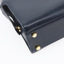 Salvatore Ferragamo Gancini Hand Bag Leather 2way Navy Gold Auth 149521-15