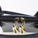 Salvatore Ferragamo Gancini Hand Bag Leather 2way Navy Gold Auth 149521-16