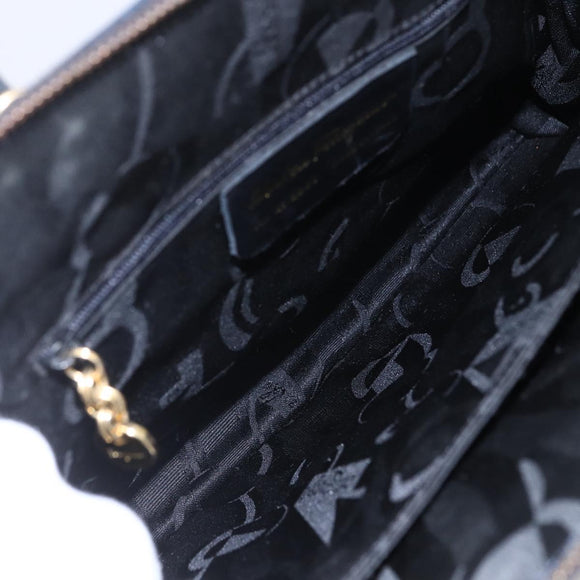 Salvatore Ferragamo Gancini Hand Bag Leather 2way Navy Gold Auth 149521