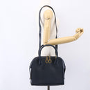 Salvatore Ferragamo Gancini Hand Bag Leather 2way Navy Gold Auth 149521-25