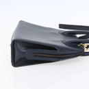 Salvatore Ferragamo Gancini Hand Bag Leather 2way Navy Gold Auth 149521-5