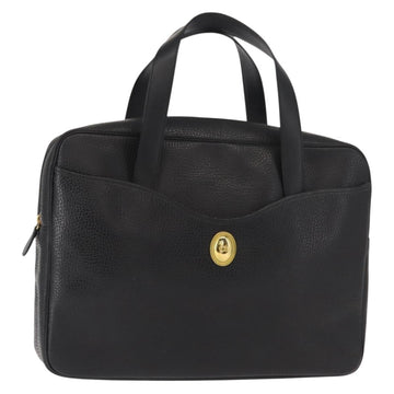 Christian Dior Hand Bag Leather Black Gold Auth 149531