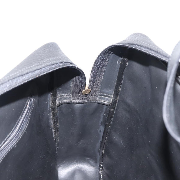 Christian Dior Hand Bag Leather Black Gold Auth 149531