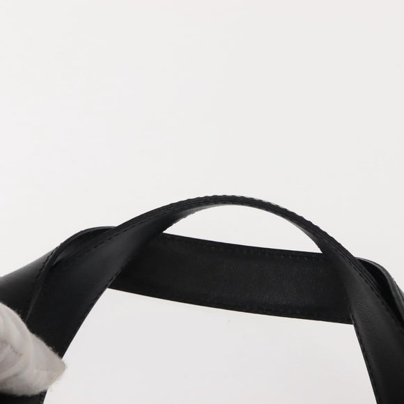 Christian Dior Hand Bag Leather Black Gold Auth 149531