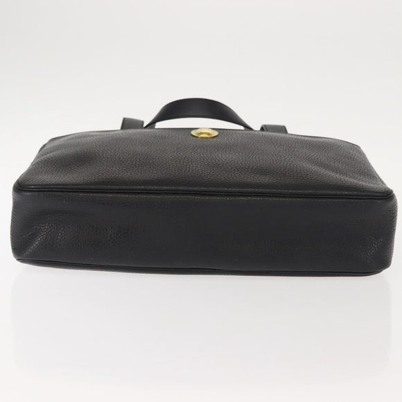 Christian Dior Hand Bag Leather Black Gold Auth 149531