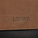 LOEWE Velazquez Hand Bag Leather Suede Brown Black gold Auth 149533-17