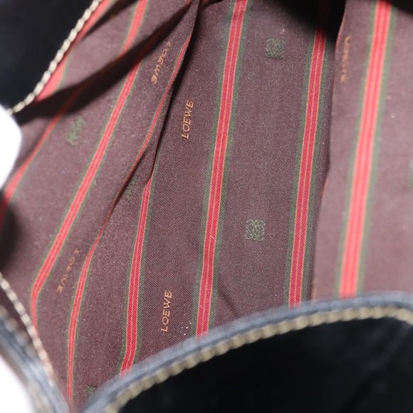 LOEWE Velazquez Hand Bag Leather Suede Brown Black gold Auth 149533