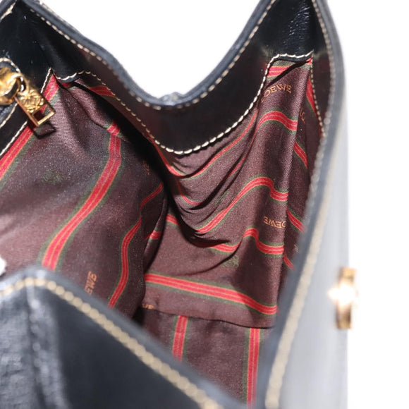 LOEWE Velazquez Hand Bag Leather Suede Brown Black gold Auth 149533