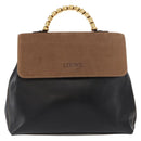 LOEWE Velazquez Hand Bag Leather Suede Brown Black gold Auth 149533-13