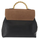 LOEWE Velazquez Hand Bag Leather Suede Brown Black gold Auth 149533-2