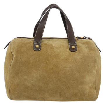 LOEWE Anagram Hand Bag Suede Leather Beige Gold Auth 149542 - 0