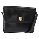 CELINE Shoulder Bag Leather Black Gold Auth 149543-1