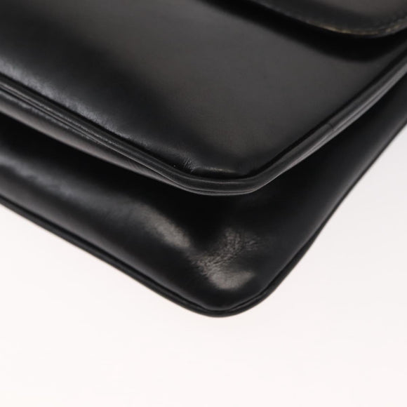 CELINE Shoulder Bag Leather Black Gold Auth 149543