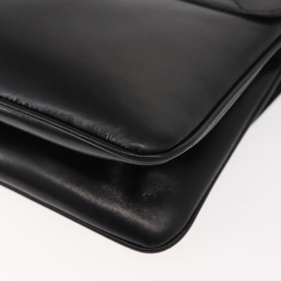 CELINE Shoulder Bag Leather Black Gold Auth 149543