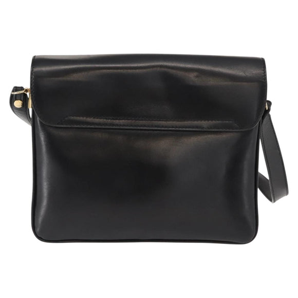 CELINE Shoulder Bag Leather Black Gold Auth 149543