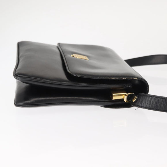 CELINE Shoulder Bag Leather Black Gold Auth 149543