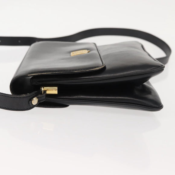 CELINE Shoulder Bag Leather Black Gold Auth 149543