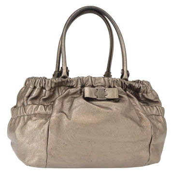 Salvatore Ferragamo Vala Shoulder Bag Leather Gold tone Auth 149548