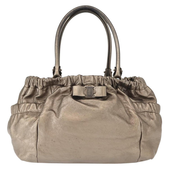 Salvatore Ferragamo Vala Shoulder Bag Leather Gold tone Auth 149548