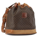 CELINE Macadam Canvas Tote Bag PVC Leather Brown Gold Auth 149549-1