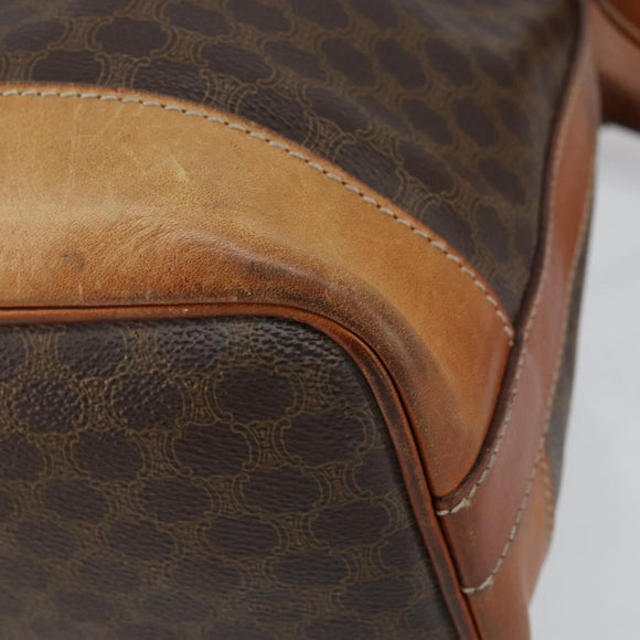 CELINE Macadam Canvas Tote Bag PVC Leather Brown Gold Auth 149549