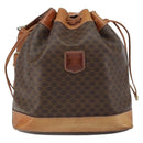 CELINE Macadam Canvas Tote Bag PVC Leather Brown Gold Auth 149549-13