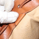 CELINE Macadam Canvas Tote Bag PVC Leather Brown Gold Auth 149549-12