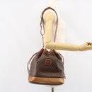 CELINE Macadam Canvas Tote Bag PVC Leather Brown Gold Auth 149549-21