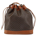 CELINE Macadam Canvas Tote Bag PVC Leather Brown Gold Auth 149549-2