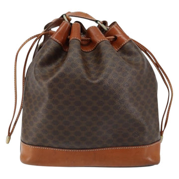 CELINE Macadam Canvas Tote Bag PVC Leather Brown Gold Auth 149549 - 0