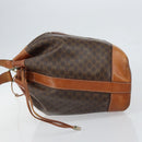 CELINE Macadam Canvas Tote Bag PVC Leather Brown Gold Auth 149549-4